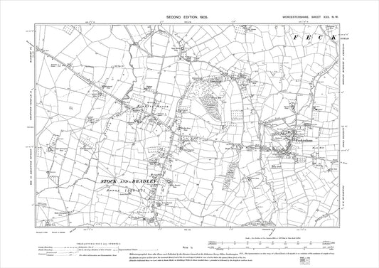Feckenham, Bradley, Bradley Green, old map Worcestershire 1905: 30NW