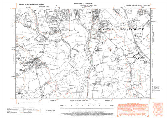 Worcester (south), Powick, Norton Barracks, old map Worcestershire 1938: 33SE