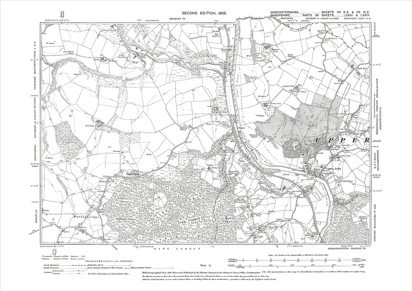 Upper Arley, old map Worcestershire 1905: 3aSE-7NE