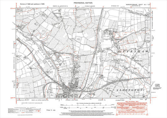 Evesham (north), Offenham, old map Worcestershire 1938: 42SE