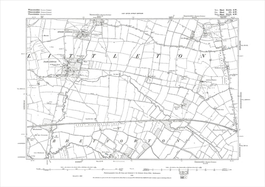 Middle Littleton, South Littleton, old map Worcestershire 1884: 43SW