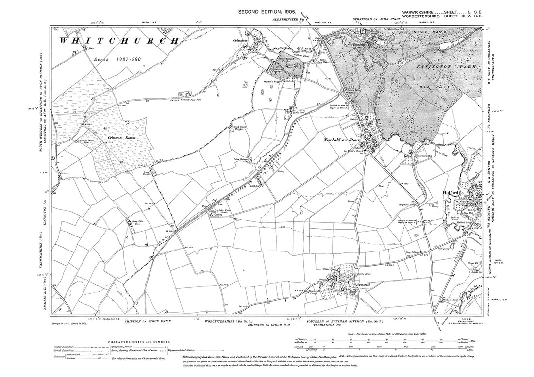 Newbold on Stour, Armscott, old map Worcestershire 1905: 44SE – Old Map ...