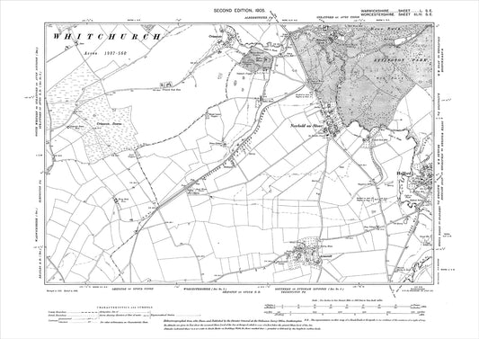 Newbold on Stour, Armscott, old map Worcestershire 1905: 44SE
