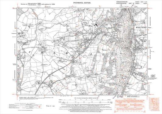 Malvern Wells, old map Worcestershire 1938: 46NE