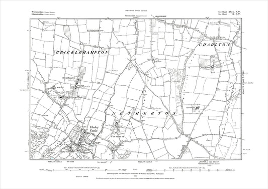 Elmley Castle, Netherton, Bricklehampton, old map Worcestershire 1884: 49NW