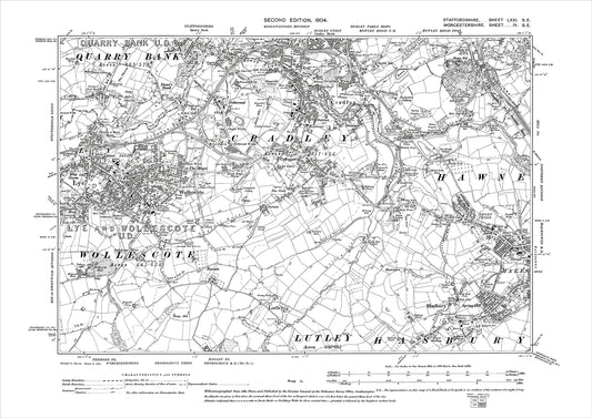 Cradley, Halesowen Lye, Wollescote, Lutley, old map Worcestershire 1904: 4SE