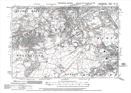 Cradley, Halesowen Lye, Wollescote, Lutley, old map Worcestershire 1938: 4SE