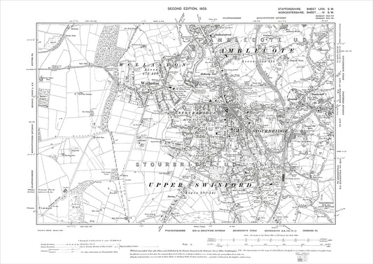 Stourbridge, Wollaston, old map Worcestershire 1904: 4SW
