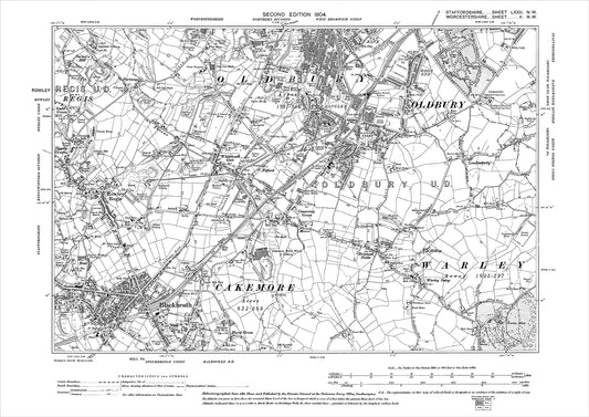 Oldbury (south), Blackheath (north), old map Worcestershire 1904: 5NW
