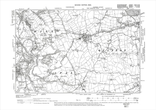 Halesowen (east), Cakemore (south), Quinton, Moor Street, old map Worcestershire 1904: 5SW