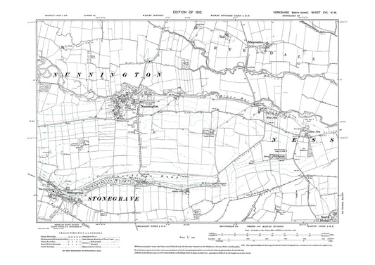 Nunnington, Stonegrave, Ness, Muscoates, old map Yorkshire 1912: 106NW