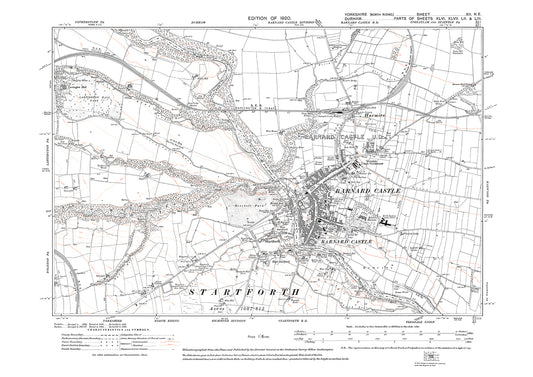 Startforth, Lartington Hall Park, plus Barnard Castle (Durham), old map Yorkshire 1920: 12NE