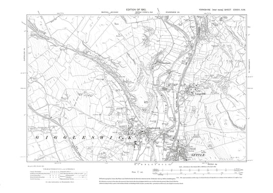 Settle (north), Giggleswick, Langcliffe, Stackhouse, old map Yorkshire 1910: 132NW