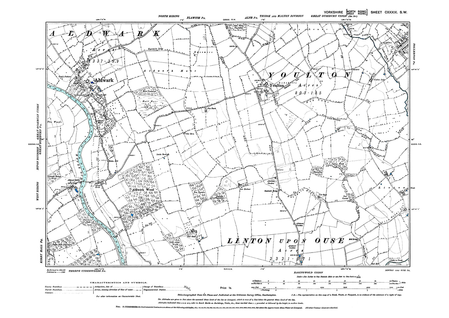 Aldwark, Youlton, Tollerton (west), old map Yorkshire 1895: 139SW