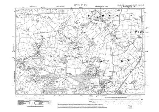 Knaresborough (north), Scriven, Scotton, Farnham, old map Yorkshire 1910: 154NE