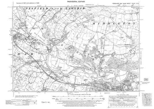 lkley (north), Middleton, Skipton (east), old map Yorkshire 1938: 169SW