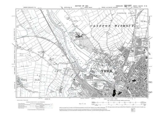 York (northwest), Knapton (east), old map Yorkshire 1910: 174NW