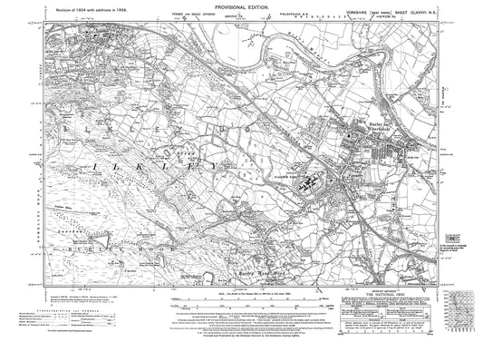 Burley in Wharfedale, Burley Wood Head (north), Ilkley (southeast), old map Yorkshire 1938: 186NE