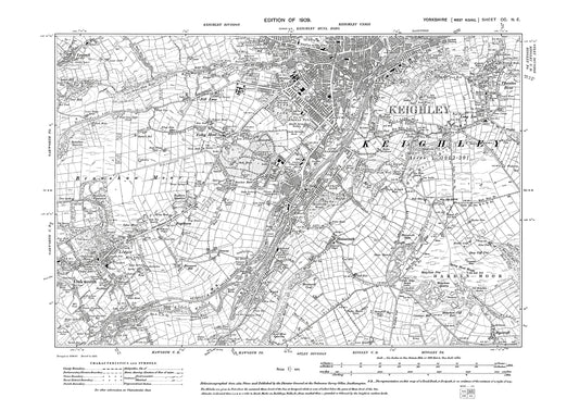 Keighley (south), Oakworth, Lidget, Laycock (part), old map Yorkshire 1909: 200NE