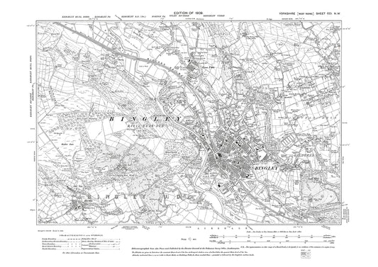 Bingley, Cross Flats, Harden, old map Yorkshire 1909: 201NW