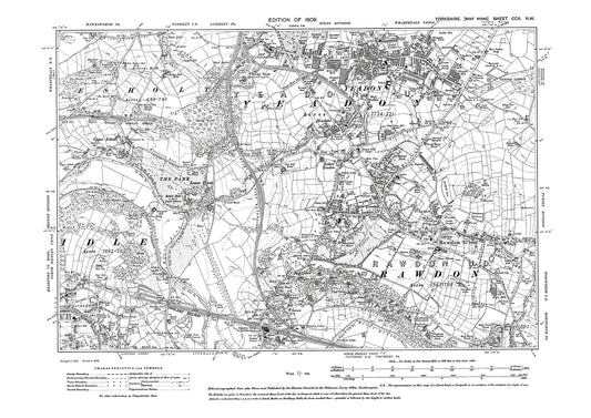 Yeadon, Bradford Thackley, Rawdon, old map Yorkshire 1909: 202NW