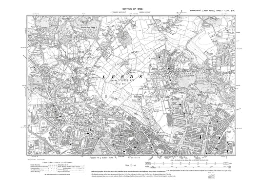 Leeds, Headingley, Bentley, Weetwood, Chapel Allerton, Potter Newton, old map Yorkshire 1909: 203SW