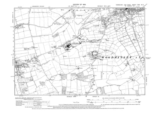 Beverley (southwest), Walkington (east), Bishop Burton (east), old map Yorkshire 1928: 210SE