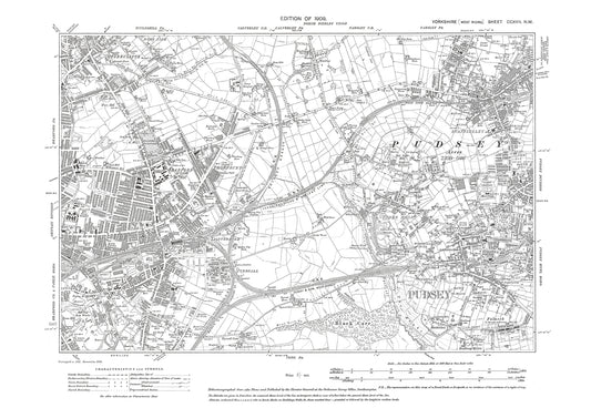 Bradford (east), Eccleshill (southeast), Thornbury, Laisterdyke, old map Yorkshire 1909: 217NW