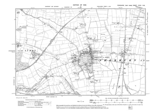 Sherburn in Elmet, old map Yorkshire 1908: 220NW