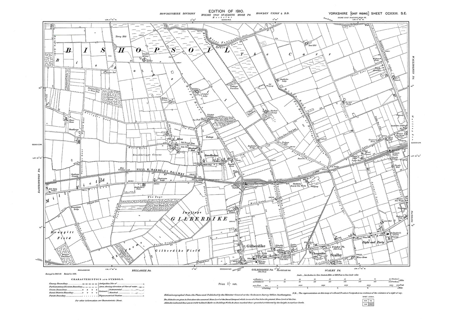 Gilberdike, Scalby, Sandholme, Hive, old map Yorkshire 1910: 223SE