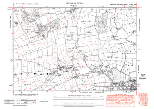 Skidby, Cottingham (northwest), old map Yorkshire 1938: 225NE