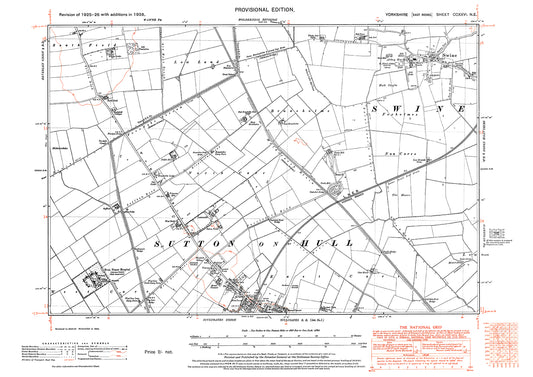 Sutton on Hull (north), Swine, old map Yorkshire 1938: 226NE