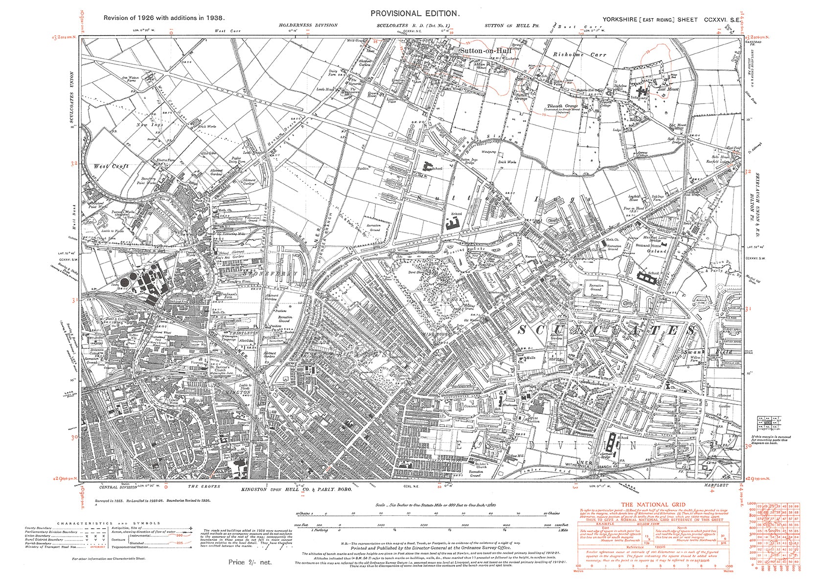 Hull (northeast), Sutton on Hull (south), Swine, old map Yorkshire 193 ...