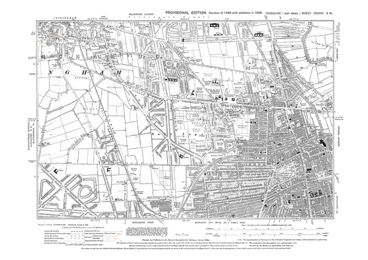 Hull (northwest), Cottingham (southeast), old map Yorkshire 1938: 226SW