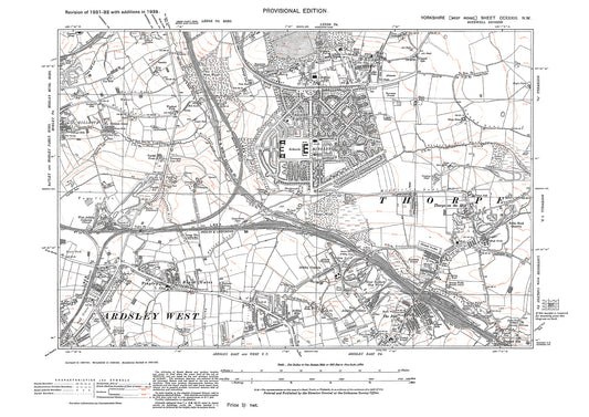 Middleton, Thorpe on the Hill, Tingley, old map Yorkshire 1938: 233NW