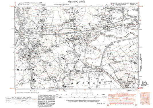 Outwood, Stanley, Bottom Boats, old map Yorkshire 1938: 233SE