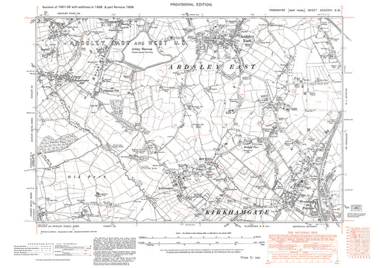 Ardsley (east), Wrenthorpe, Kirkhamgate, old map Yorkshire 1938: 233SW