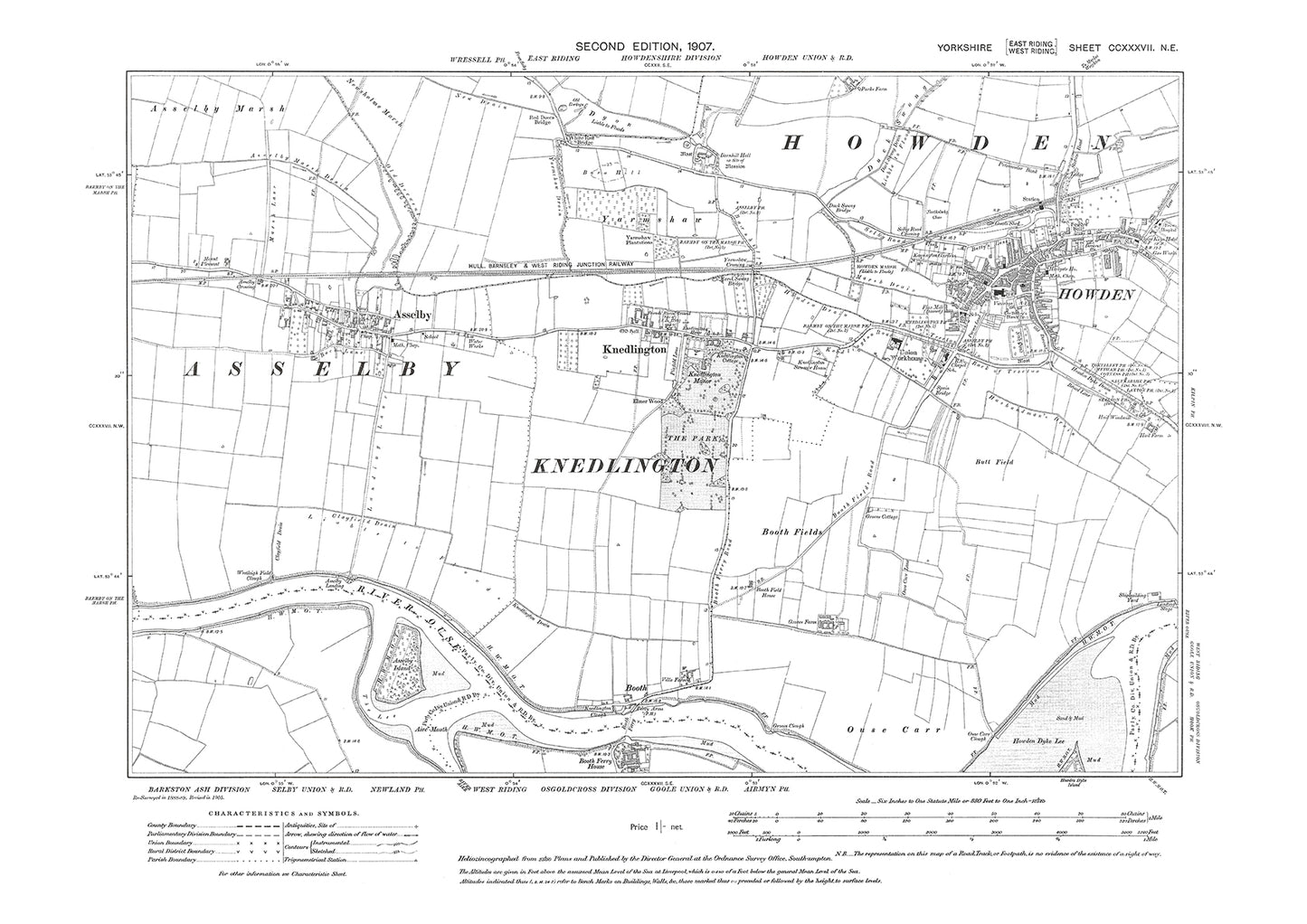 Howden, Asselby, Knedlington, old map Yorkshire 1907: 237NE