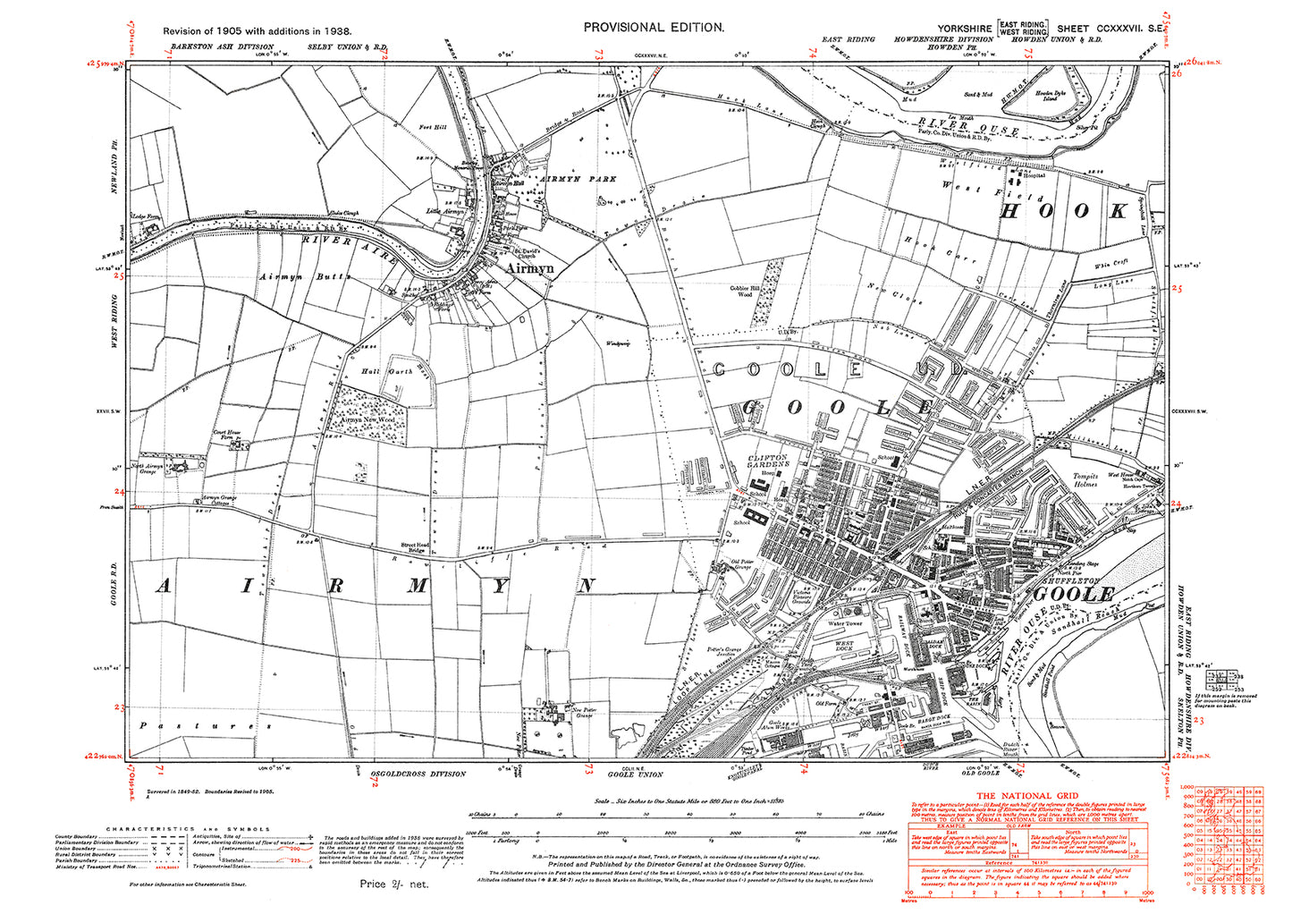 Goole, Airmyn, old map Yorkshire 1938: 237SE