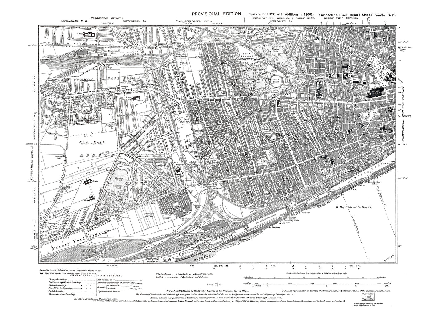 Hull (southwest), old map Yorkshire 1938: 240NW