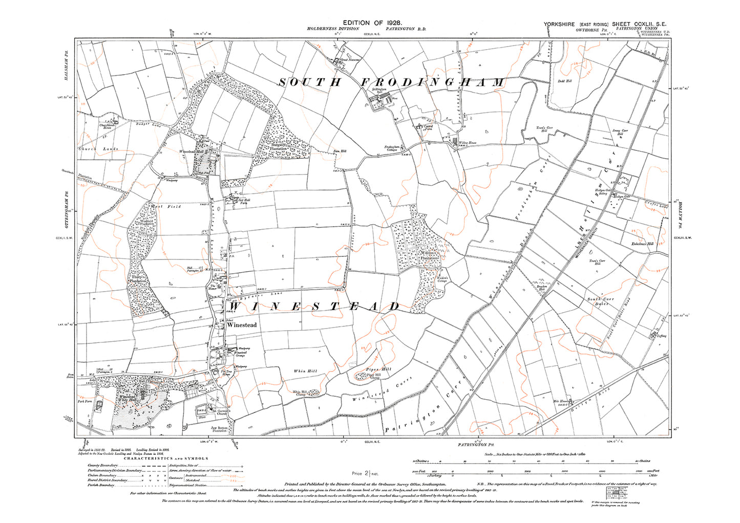 Winestead, old map Yorkshire 1928: 242SE