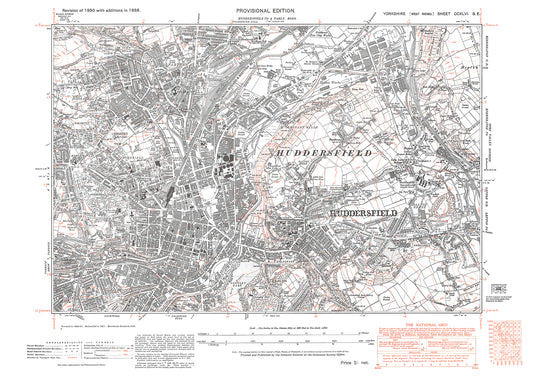 Huddersfield (central), old map Yorkshire 1938: 246SE