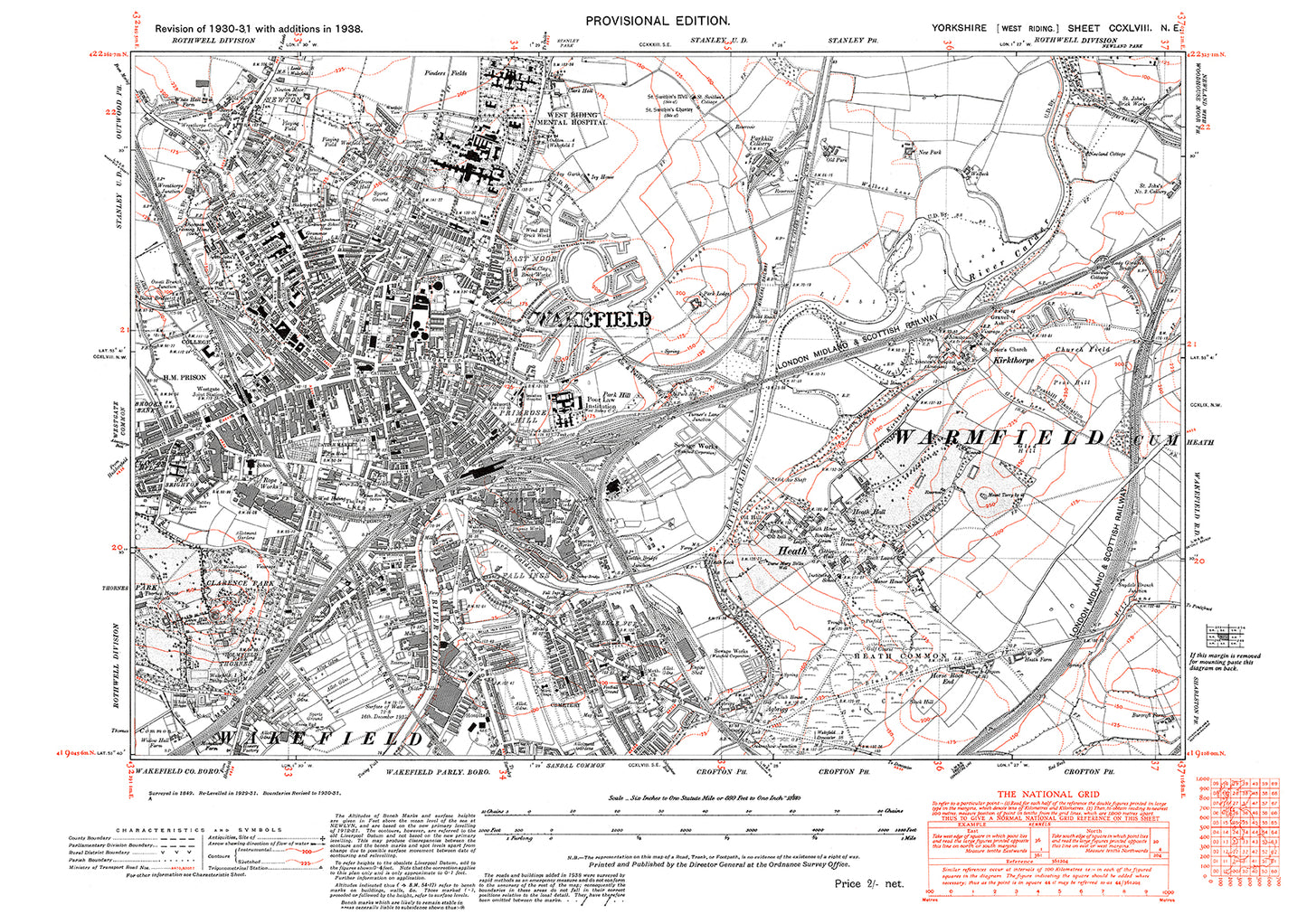 Wakefield, Heath, old map Yorkshire 1938: 248NE