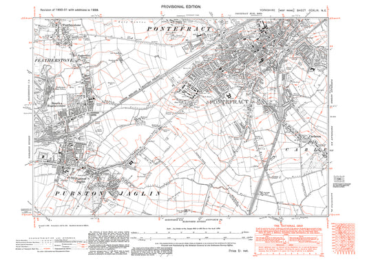 Ponterfract, Featherstone, Purston Jaglin, Carleton, old map Yorkshire 1938: 249NE