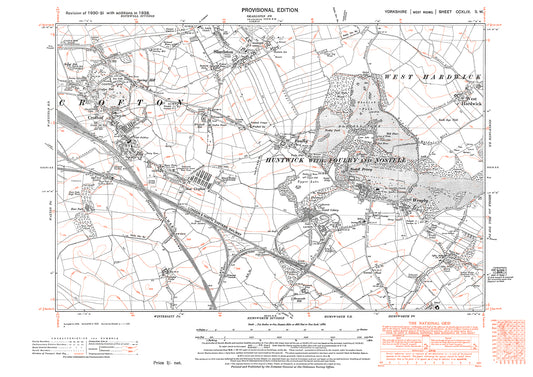 Crofton, Sharlston, West Hardwick, Foulby, old map Yorkshire 1938: 249SW