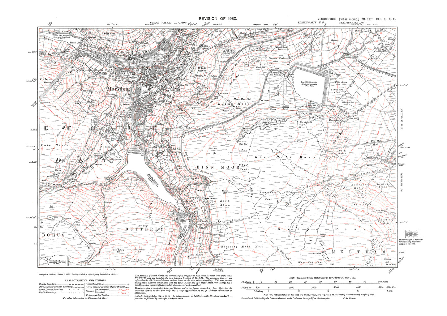 Marsden, old map Yorkshire 1930: 259SE