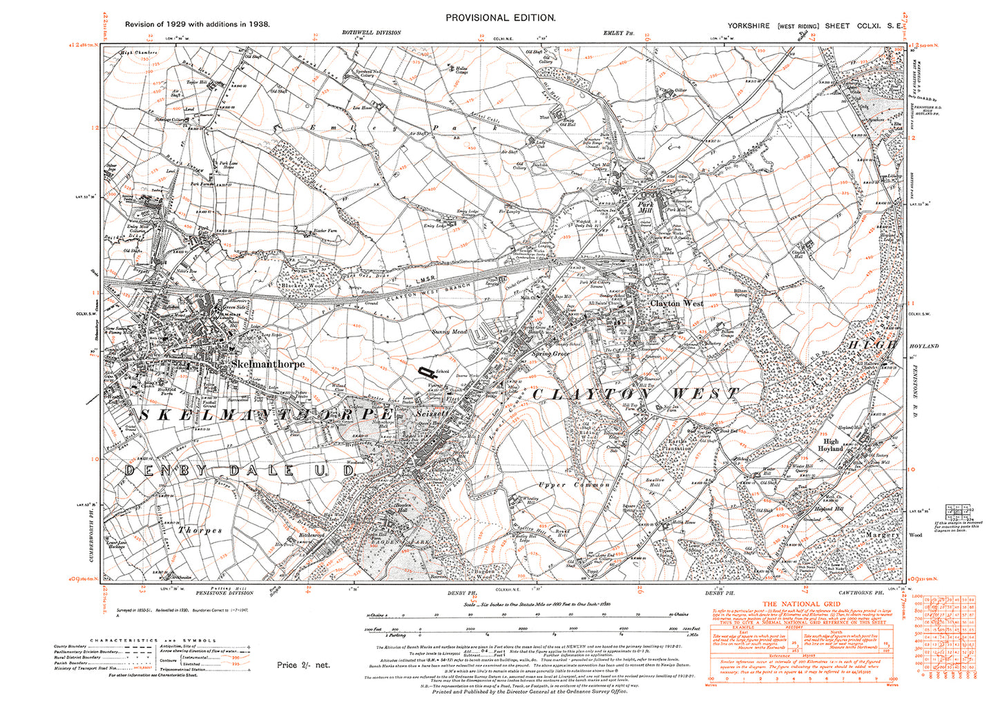 Skelmanthorpe, Clayton (west), old map Yorkshire 1938: 261SE