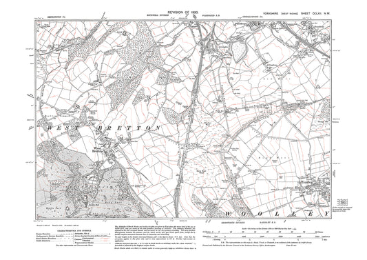 West Bretton, Woolley, Grigglestone (south), old map Yorkshire 1930: 262NW