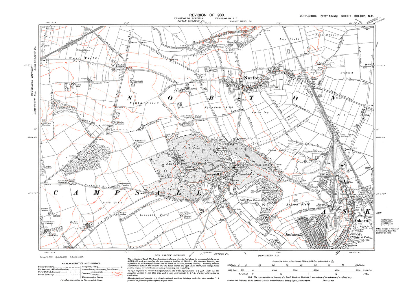 Norton, Campsall, Askern (north), old map Yorkshire 1930: 264NE