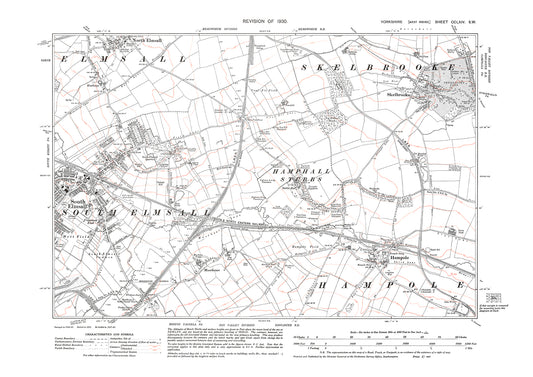 South Elmsall (east), Hampole, Skelbrooke, old map Yorkshire 1930: 264SW